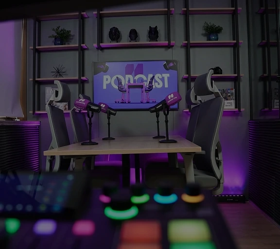 Estúdio de podcast do Condohuby